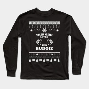 Merry Christmas Budgie Long Sleeve T-Shirt